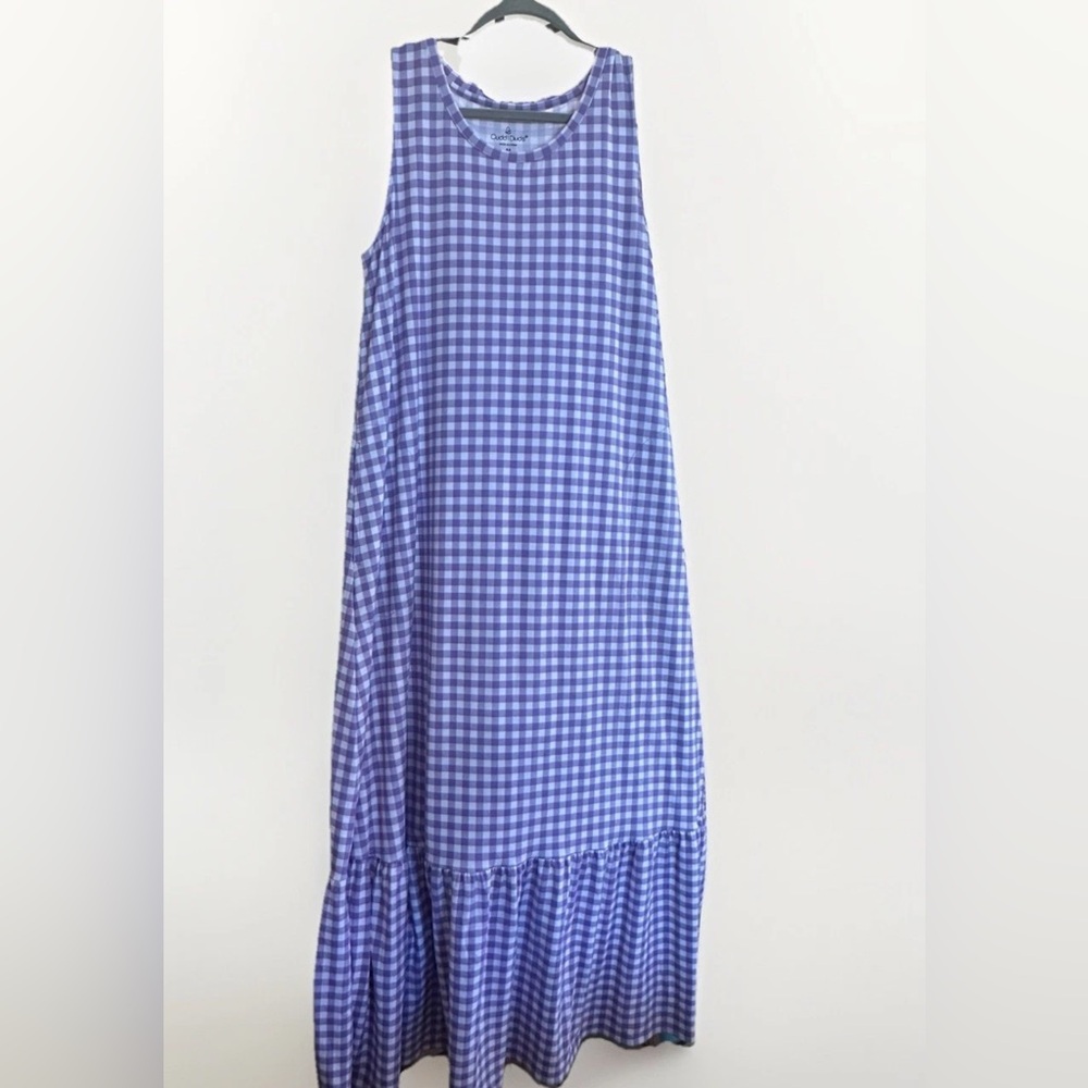 Cuddl Duds Lavender gingham maxi dress